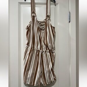 Derek Heart Brown and White Patterned Romper